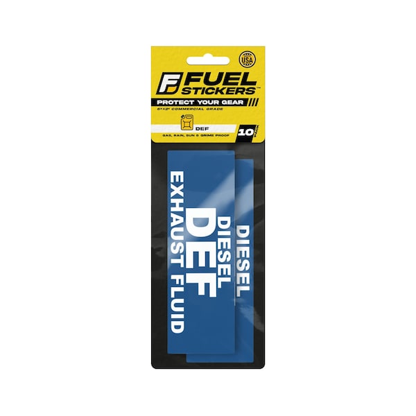 DEF Sticker, Diesel Exhaust Fluid Label: Fluid Safety - Heavy-Duty - White/Blue, 6x2, 10PK